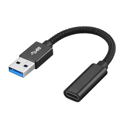 China Mobile Phone ULT-Unite Black Braided 10cm USB C Female to USB 3.0 Male Adapter Cable for sale