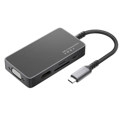 China Aluminum Alloy ULT-Unite 8-in-1 USB C Hub to 4K 30Hz HD-MI USB 3.0 2 USB 2.0 PD 100W SD TF Card Reader & Type C VGA Ports Hub for sale