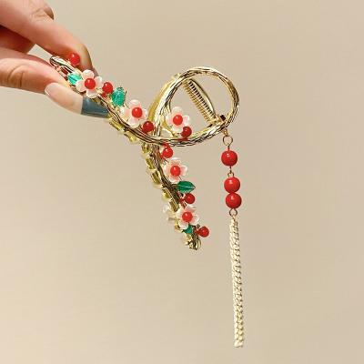 China Fashion Big Metal Shark Handle Hairpin Red Gap Old Fashion Metal Female National Style Hair Articles Ally Butterfly Adult Barrettes Wholesale for sale