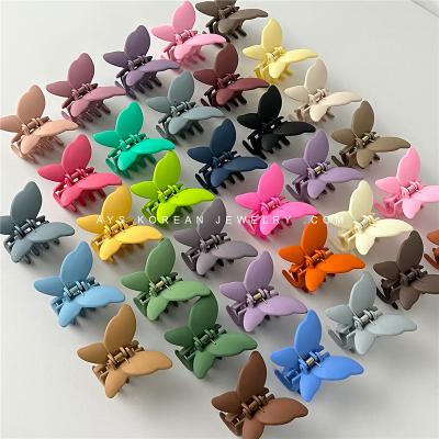 China Fashion Hot Selling Women Candy Colors Medium Matte Plastic Hair Claw Clips Butterfly Hair Claw Accessories for sale