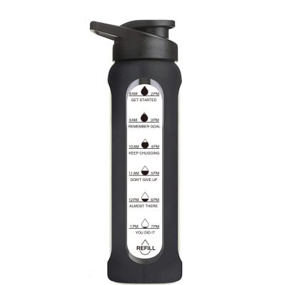 China Sustainable Portable Large Capacity Glass Water Bottle With Silicone Sleeve for sale