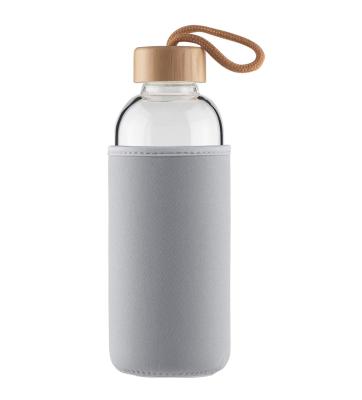 China 750ml Borosilicate Glass Sustainable Water Bottle With Bamboo Lid for sale