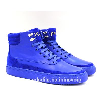 China Custom Made Blue Leather High Top Massage Sneakers Wholesaler Casual Shoes For Men for sale