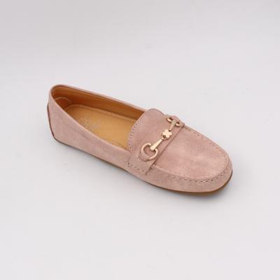 China Classy soft pink design lady office loafers massage leather ladies casual shoes for fine Indonesia shoes stores for sale