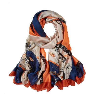 China Square Women's Silk Fabric Poly Digital Printed Scarves for sale