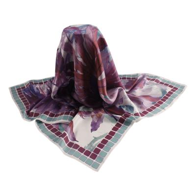 China New Square Soft Satin Printed Silk Scarf for sale