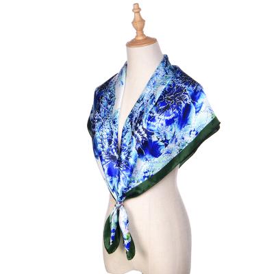 China Square 90x90cm Customizable Silk Scarf Tourist Silk Multifunctional Digital Printing Beach Scarf for sale