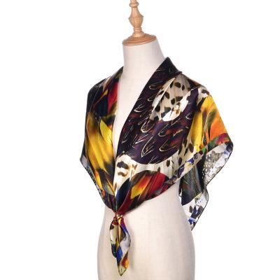 China Square silk scarf 90x90 printed large square scarf printed personalized silk shawl scarf for sale