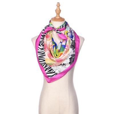 China Wholesale 100 Square Chinese Manufacturer Silk Satin 90x90cm Square Floral Silk Scarf for sale