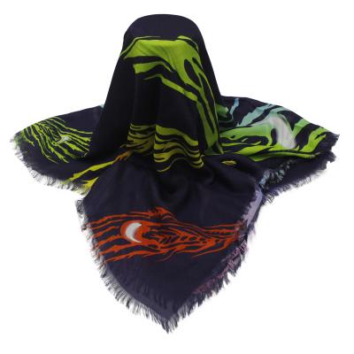 China Oblong Pure Wool Fashionable Fringe Waist Wrap Shawl Scarf for sale