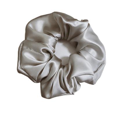 China Low MOQ shinier friendly hair silk scrunchies, big silk scrunchie for sale