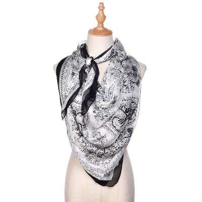 China Square 100% soft double-sided printed silk scarf 90x90cm silk scarf women's square shawl for sale