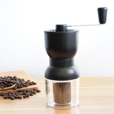 China Viable Manual Coffee Grinder with Ceramic Burrs Hand Coffee Grinder with Two Containers Adjustable Coarseness for sale