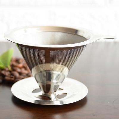 China Sustainable Reusable Stainless Steel Coffee Filter Micron Paperless Pour Over Coffee Dripper for sale