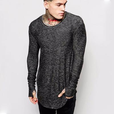 China Thumb Hole Design Anti-pilling Slim Fit Plain Long Sleeve Men's Long Sleeve T-Shirt for sale