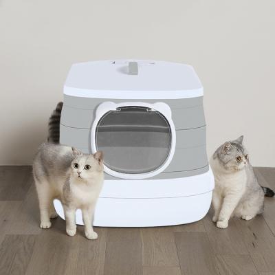 China Plastic Waterproof Collapsible cat litter box basin portable Foldable litter box For Cats for sale