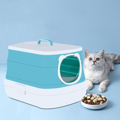 China Plastic 2022 Hot Style Collapsible cat litter box basin portable Foldable litter box For Cats for sale