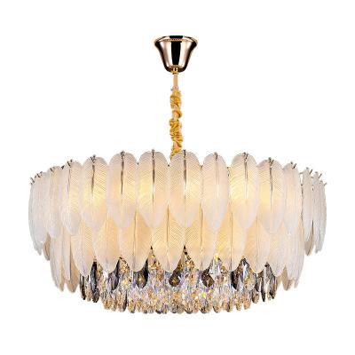 China Minimalist 2023 hot sales products led crystal pendant light golden crystal hotel pendent light led for restaurant crystal light for sale