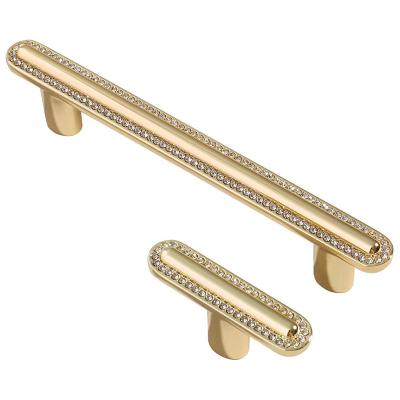 China Morden Light Luxury High-end T Bar Cabinet Door Handles Nordic Knobs and Pulls Wardrobe Crystal Handle Wine Cabinet Drawer for sale