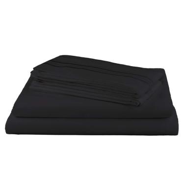 China Nondisposable Hotel Plain Black Bed 100% Polyester American Style Flat Sheets Sets for sale