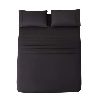 China Nondisposable Factory Wholesale 100% Cotton Black Hotel Duvet Cover Flat Sheet Set for sale