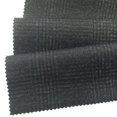 China Gray Polyester Rayon Spandex Anti-Static TR Knitted Plaid Print Roma Fabric For Women Or Man Coat Garment for sale