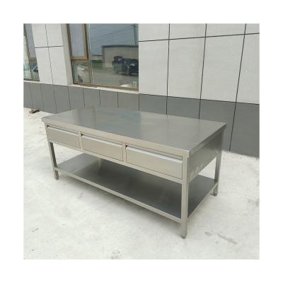 China New Design 3 Drawer Kitchen Workbench Sliding Door With 3 Drawers 2-Tiers Working Table for sale