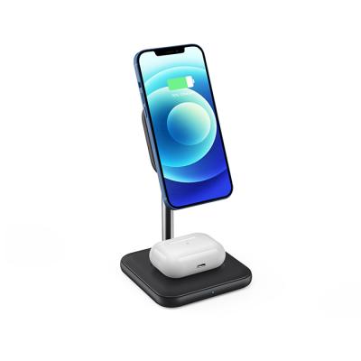 China Mobile Phone Amazon Trending Popular Research 15w Magnetic Modern Wireless Charger 2in1 For Mobile Phone Earphone for sale