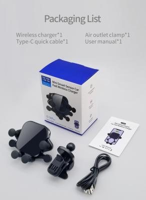 China Mobile Phone Gift Set 2022 New Arrivals 15w Popular Auto Smart Phone Holder Mount Air Vent Clamp Qi Wireless Charger for sale