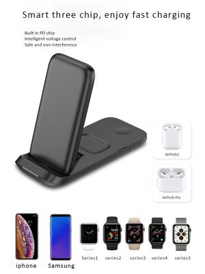 China Mobile phone promotional products with custom logo 3in1 foldable 15w fast wireless charger with CE RoHS FCC Qi Approvals for sale