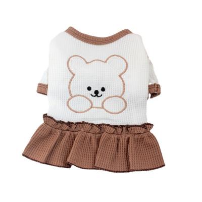 China Korean style spring and section bear embroidery dog ​​T-shirt skirt sustainable Korean slim pet clothes Cat Bichon Couple Dress wholesale for sale