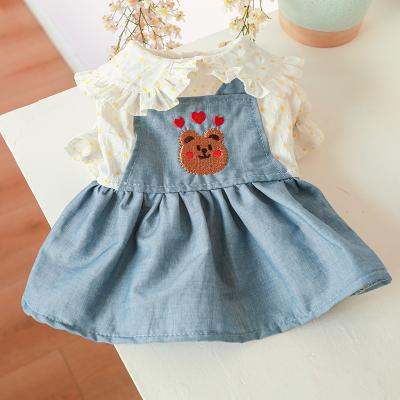 China New Viable Dog Cat Factory Direct Supply Princess Skirt Spring And Summer With Bear Printer Lace For Dog Skirt for sale