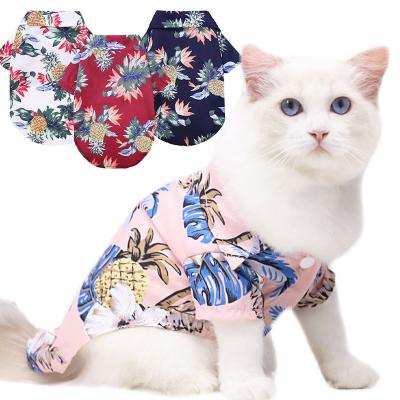 China Cotton Summer Sustainable Beach Clothes Vest Pet Apparel T-shirt Hawaii Dog Shirt for sale