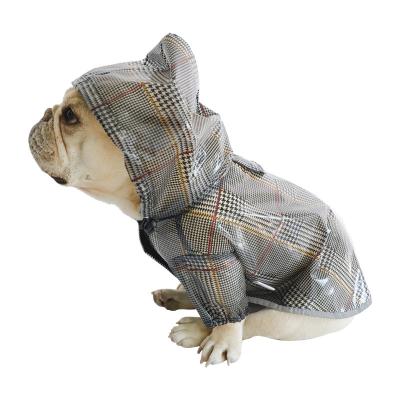 China Viable Factory Wholesale Pet Raincoat Plaid With Hat Raincoat French Bulldog Teddy Clothes For Small Dog Poncho Rainwear for sale