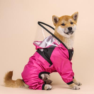 China Viable New Style Raincoat Overalls For Pet Outdoor Reflective Hooded Raincoat For Dogs for sale