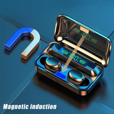 China 8D Stereo 5.0 Earbuds F9-5 Magnetic Box Cover Blootooth Earbuds High Fidelity Charging Earbuds 5.0 TWS Wireless Earbuds for sale