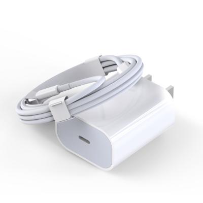 China Original USB-c Au Set 18w Quick Charging Single Type Fast Charging Power Suppliers UK pd palladium usb c wall charger with wire for iphone 12 for sale