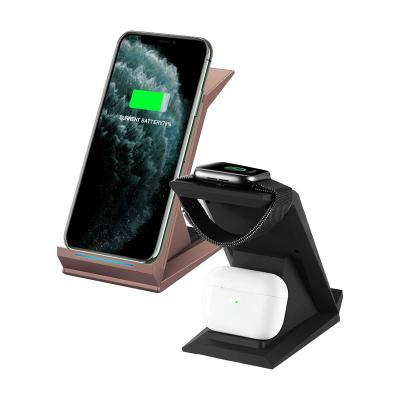 China Wholesale Earphone 3 in 1 Wireless Charger Phone Holder Stand for Apple Watch Earphone Charger Radio for sale