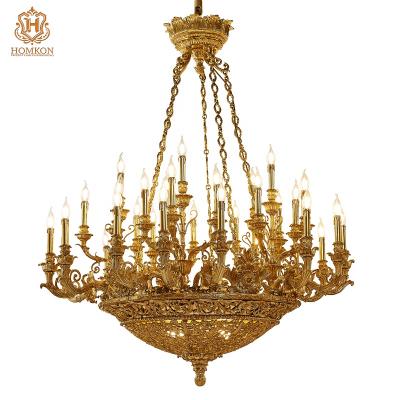 China French antique chandelier in lost-wax brass and copper handmade chandelier with classic style for living room for sale