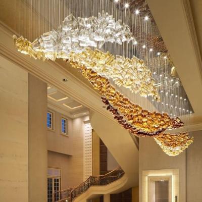 China Hotel Residence Wedding Project Modern Chandeliers Customized Glass Bespoke Crystal Pendant For Lobby for sale