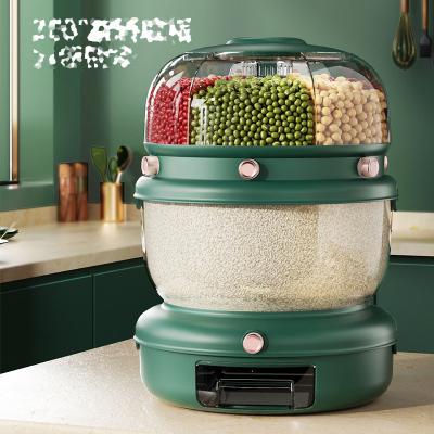 China Freshness Preservation Split 360 Degree Automatic Dry Food Cereal Rice Grain Plastic Dispenser for Buffet Food Dispenser Double Rice for sale