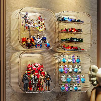 China Free Punch Lego Acrylic Transparent Toy Model Folding Display Rack For Doll Stand Display Stand Case for sale