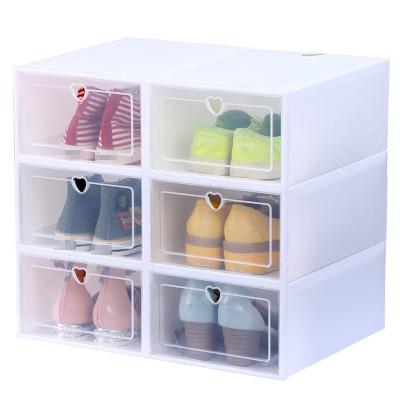 China Special wholesale color folding transparent plastic men's stain shoe drawer type storage box that can be stacked for sale