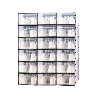 China Wholesale Price Folding Shoe Drawer Storage Box With Glass Made Shoe Display Drawer Type Storage Box for sale