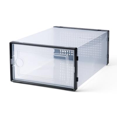 China Folding Push-Pull Portable Plastic Transparent Sports Shoe Front Shoe Box Travel Suitable For Traveling Shoe Box for sale