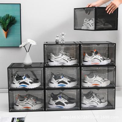 China Folding Collapsible Magnetic Absorption PVC Large Air Sports Shoe Box Clear Plastic Transparent Magnetic Shoe Box J for sale