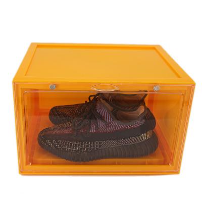 China Folding Storage Transparent Side Thickened And Enlarged Magnet Open Shoe Box With Free Combination Wholesale Shoe Box for sale