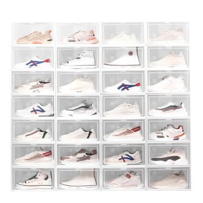 China Folding Transparent Shoe Box For Drop Front Shoebox Storage Organizer Shoes Box Transparent Plastic Storage Square for sale