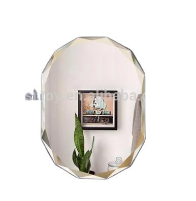 China Used For Room Decorating In The Cut Edge Hot Sale 4mm Diamond Glass Mirror Oval Silver Beveled Mirror for sale