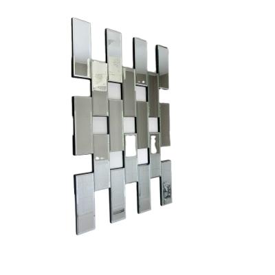 China In the living room wall decoration mirror hexagon art deco splicing silver mirror supplier for sale